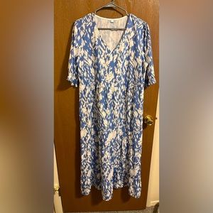 Light blue and white dress